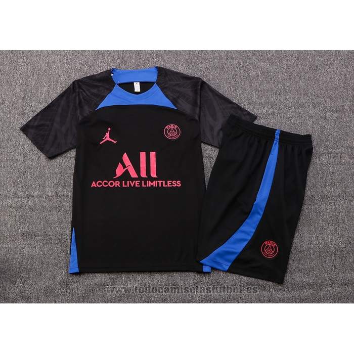 Chandal del Paris Saint-Germain Jordan Manga Corta 2022-2023 Negro y Azul - Pantalon Corto